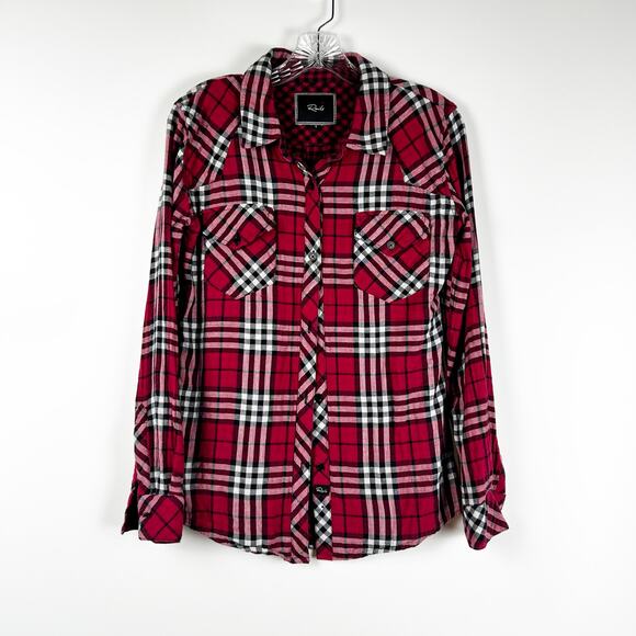 Rails Kendra Red and White Plaid Gauze Shirt Flannel Button Front Womens Size S - Picture 4 of 12